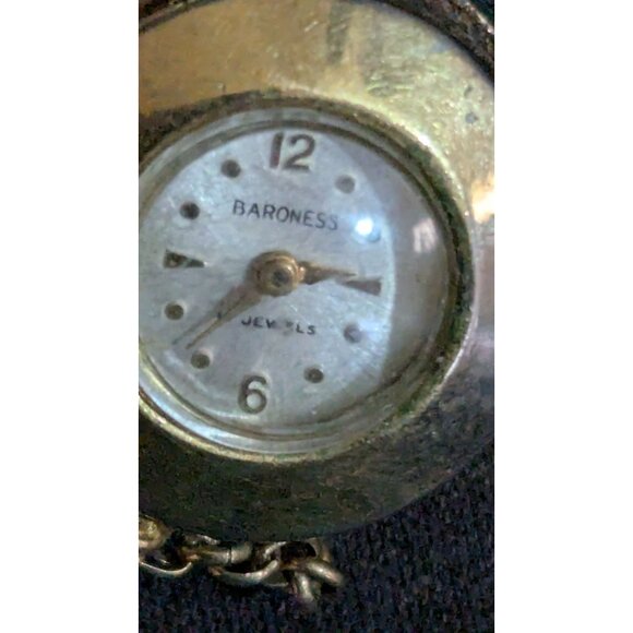 Baroness Vintage Pendant Watch Necklace Gold-Tone Chain & Tassel Estate Jewelry - Picture 6 of 9